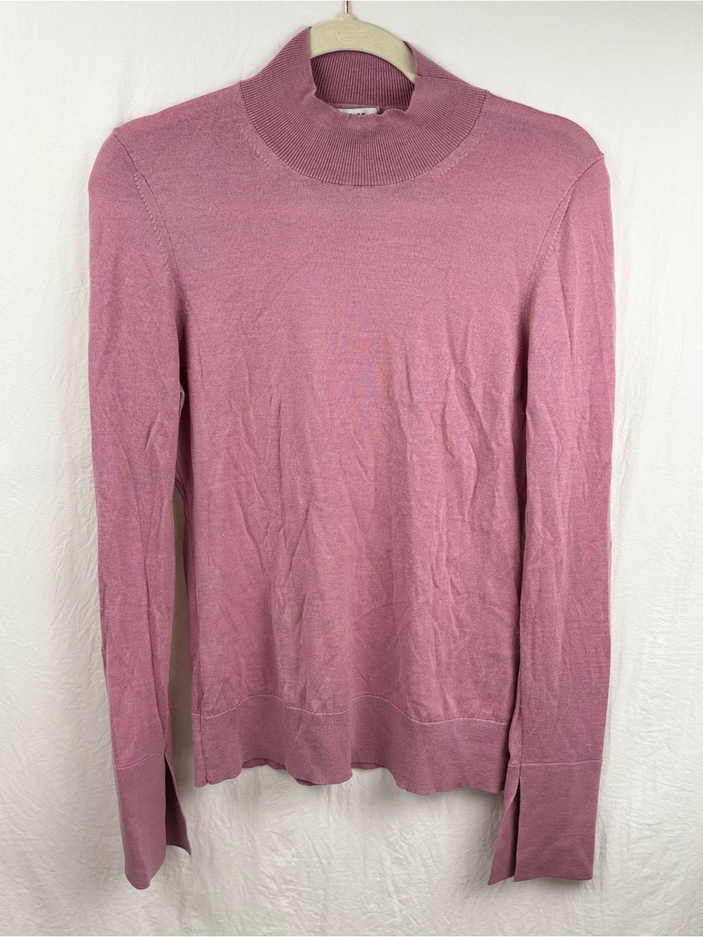 Reiss  women’s Large Rose Pink Mock Neck Sweater merino wool